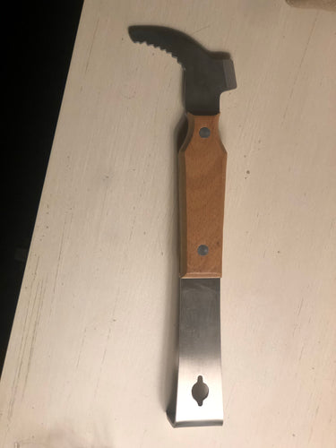 J Hook Hive tool with wood handle